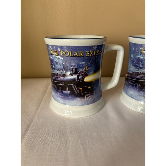 2 Polar Express Embossed Train Believe Mug Warner Brothers - Picture 9 of 9